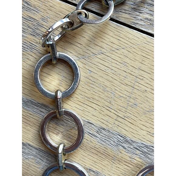 VTG Ralph Lauren RLL Necklace 2 Tone Silver/Gold-tone 16" Large Link O Ring 64g - Picture 6 of 12